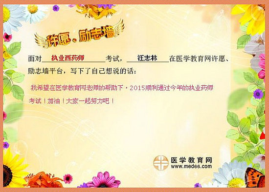 2015年執(zhí)業(yè)藥師考試許愿勵(lì)志墻 我宣言共見證！