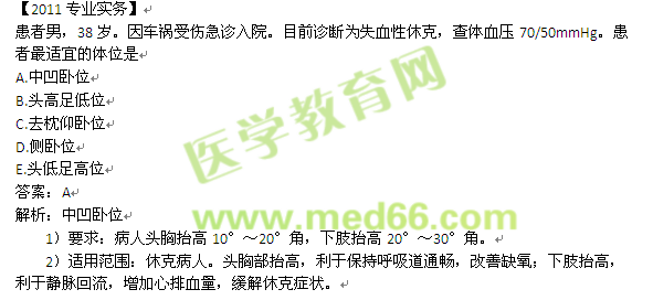護理臥位歷年考點練習(xí)題