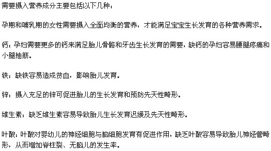 女人在懷孕期間需要攝入哪些營養(yǎng)成分