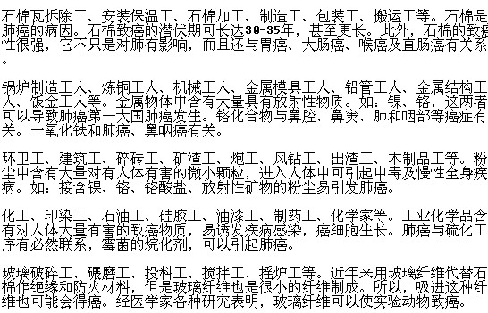 容易患上肺癌疾病的職業(yè)有哪些？