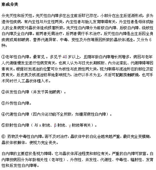 白內(nèi)障的兩種分類(lèi)方法