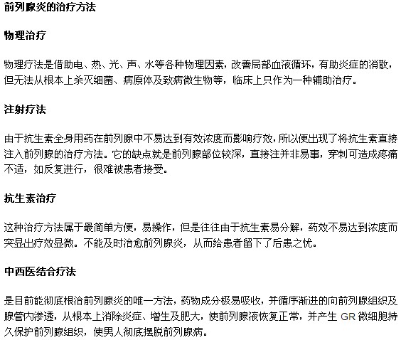 男性患上前列腺炎有何治療方法？