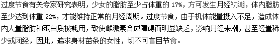 月經(jīng)不調(diào)可能因?yàn)檫^度節(jié)食引發(fā)
