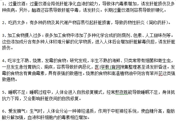 都由哪些行為會(huì)造成肝損傷？