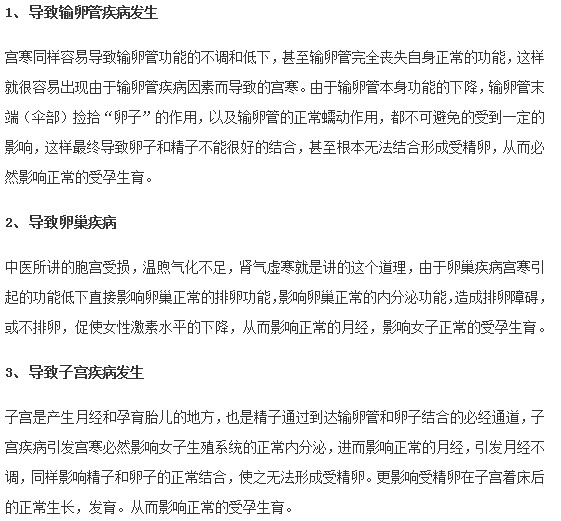 宮寒治療不當可能引發(fā)哪些疾病？
