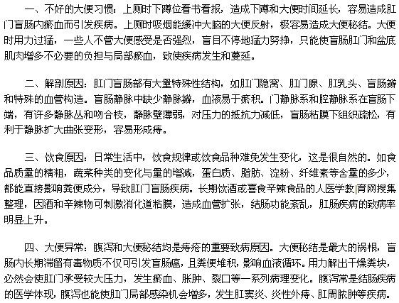 哪些因素可能會導(dǎo)致痔瘡的發(fā)生？