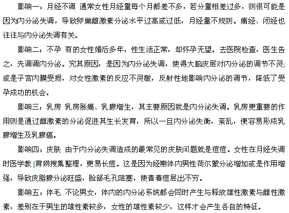 內(nèi)分泌失調(diào)對身體有什么影響