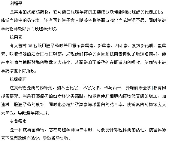 哪些藥物會導(dǎo)致避孕藥避孕失敗
