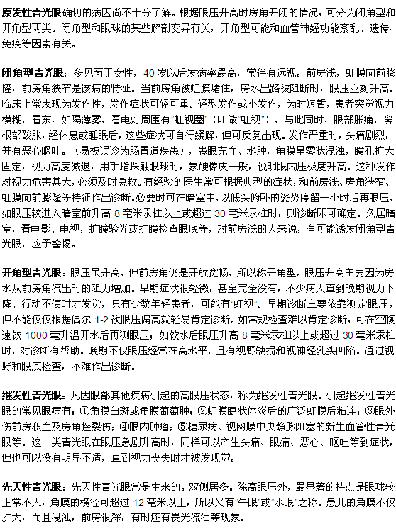 3大類青光眼的詳細介紹