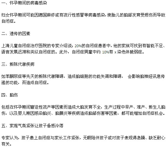 哪些因素會導(dǎo)致小孩患自閉癥？