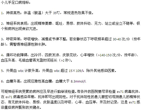 診斷小兒手足口病的六大指標(biāo)