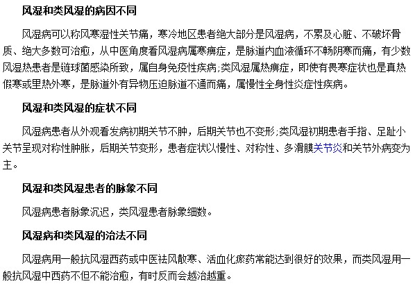 類風濕和風濕有哪些方面是不同的
