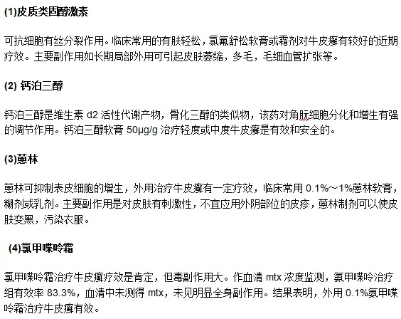 常見治療牛皮癬的外用藥物有哪些？