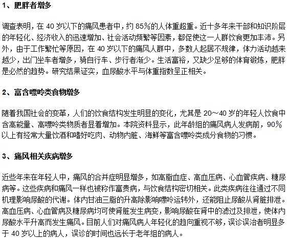 痛風(fēng)患病人群為什么越來越年輕化？