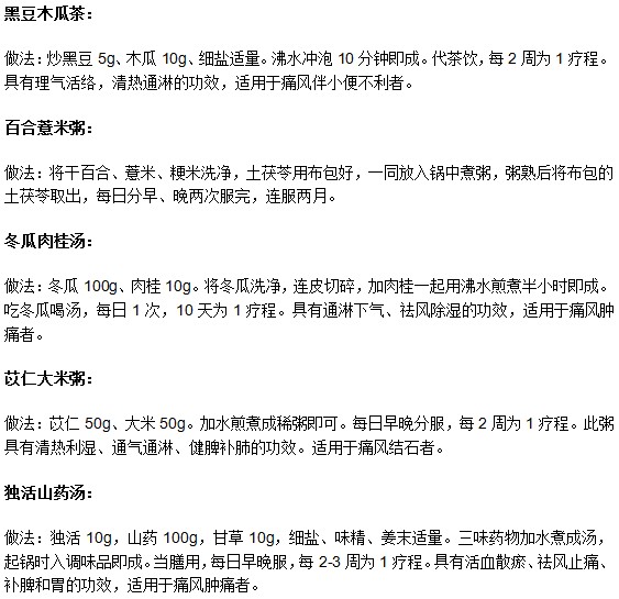 針對(duì)于不同臨床表現(xiàn)痛風(fēng)患者的食療方法