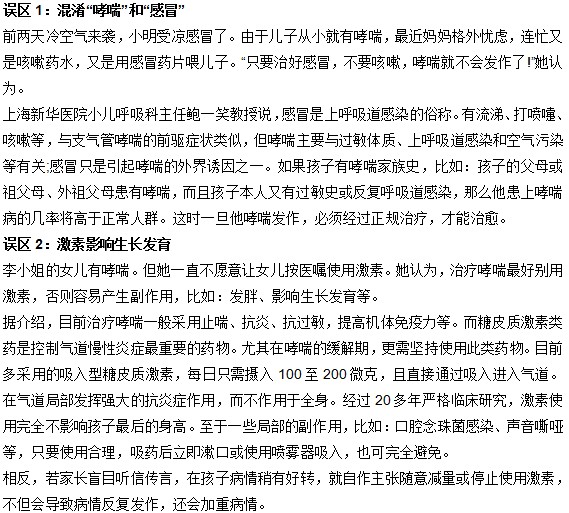 你對(duì)于小兒哮喘的認(rèn)識(shí)有誤區(qū)嗎？