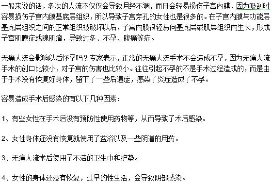 做無痛人工流產(chǎn)手術(shù)導(dǎo)致感染的因素有什么？