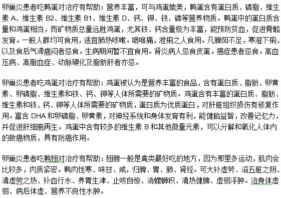 慢性卵巢炎患者吃什么有助于疾病的治療？