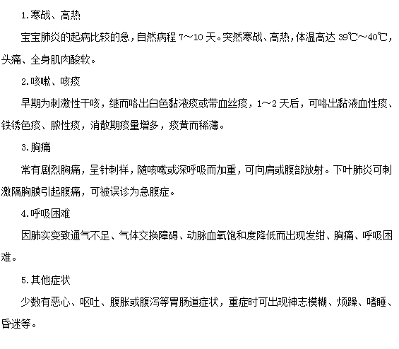 小兒肺炎常見(jiàn)的五大類(lèi)癥狀