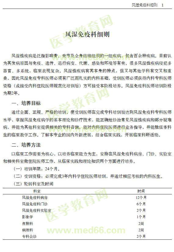 ?？漆t(yī)師規(guī)范化培訓----風濕免疫科細則