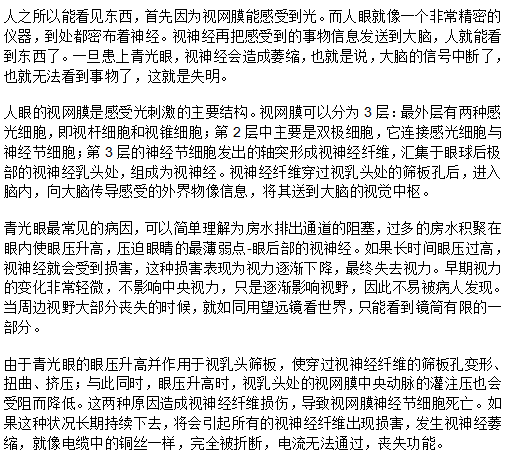 青光眼患者一定要及時就醫(yī) 原因是什么？