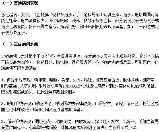 手足口病的臨床表現(xiàn)有哪些？