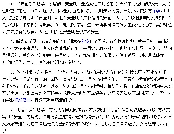 避孕的誤區(qū)你們知道多少？
