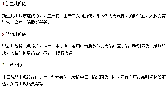 不同階段引起小兒驚厥的原因是什么？