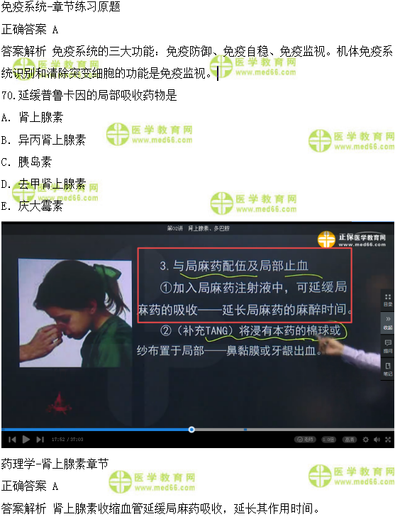 醫(yī)學(xué)教育網(wǎng)課程vs2018年臨床執(zhí)業(yè)醫(yī)師模擬試題第三單元對比（4）