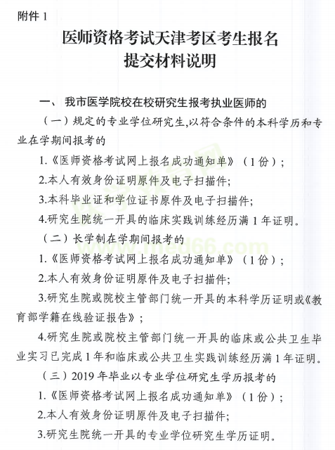天津2020年臨床執(zhí)業(yè)醫(yī)師考試報名需要提交什么材料