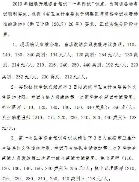 畢節(jié)市醫(yī)師實(shí)踐技能報(bào)名費(fèi)