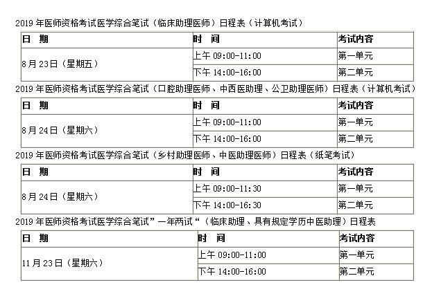 河南助理醫(yī)師考試時(shí)間
