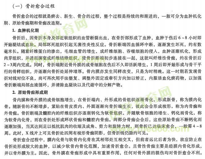 中醫(yī)專長醫(yī)師資格考核關于骨折的愈合的考點