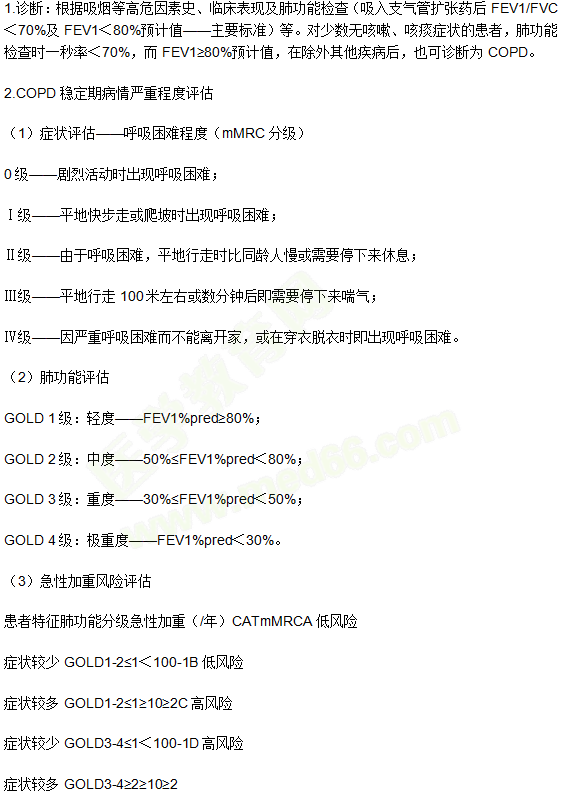 慢性阻塞性肺疾病的診斷與嚴重程度分級