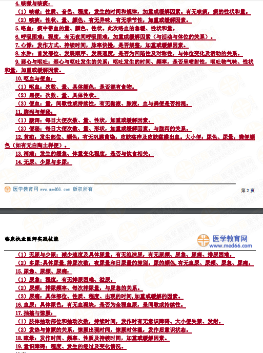 【內(nèi)部資料】臨床助理醫(yī)師實踐技能考試病史采集答題模板