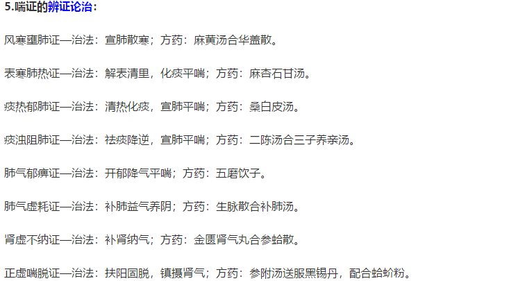 喘證的辨證論治實踐技能考試模擬題仿真練習(xí)
