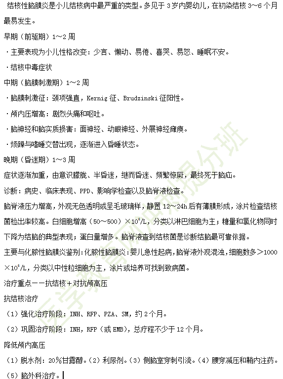 臨床助理醫(yī)師備考重點(diǎn)-小兒結(jié)核性腦膜炎、消化系統(tǒng)疾病