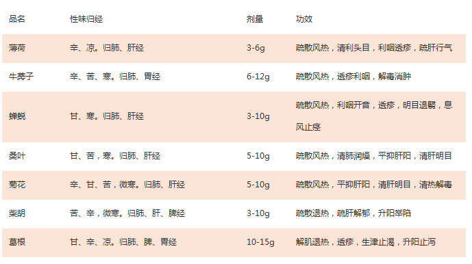 發(fā)散風熱藥