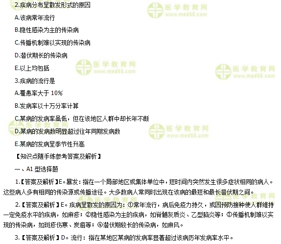公衛(wèi)助理醫(yī)師考點習題：疾病的流行強度