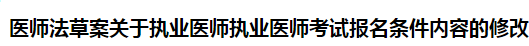 醫(yī)師法草案關(guān)于執(zhí)業(yè)醫(yī)師執(zhí)業(yè)醫(yī)師考試報(bào)名條件內(nèi)容的修改！