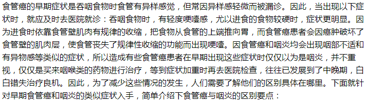 如何鑒別是食管癌還是慢性咽炎？一文了解！