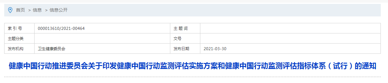 國家2022年健康中國行動監(jiān)測評估指標(biāo)體系發(fā)布，具體數(shù)值有新要求！