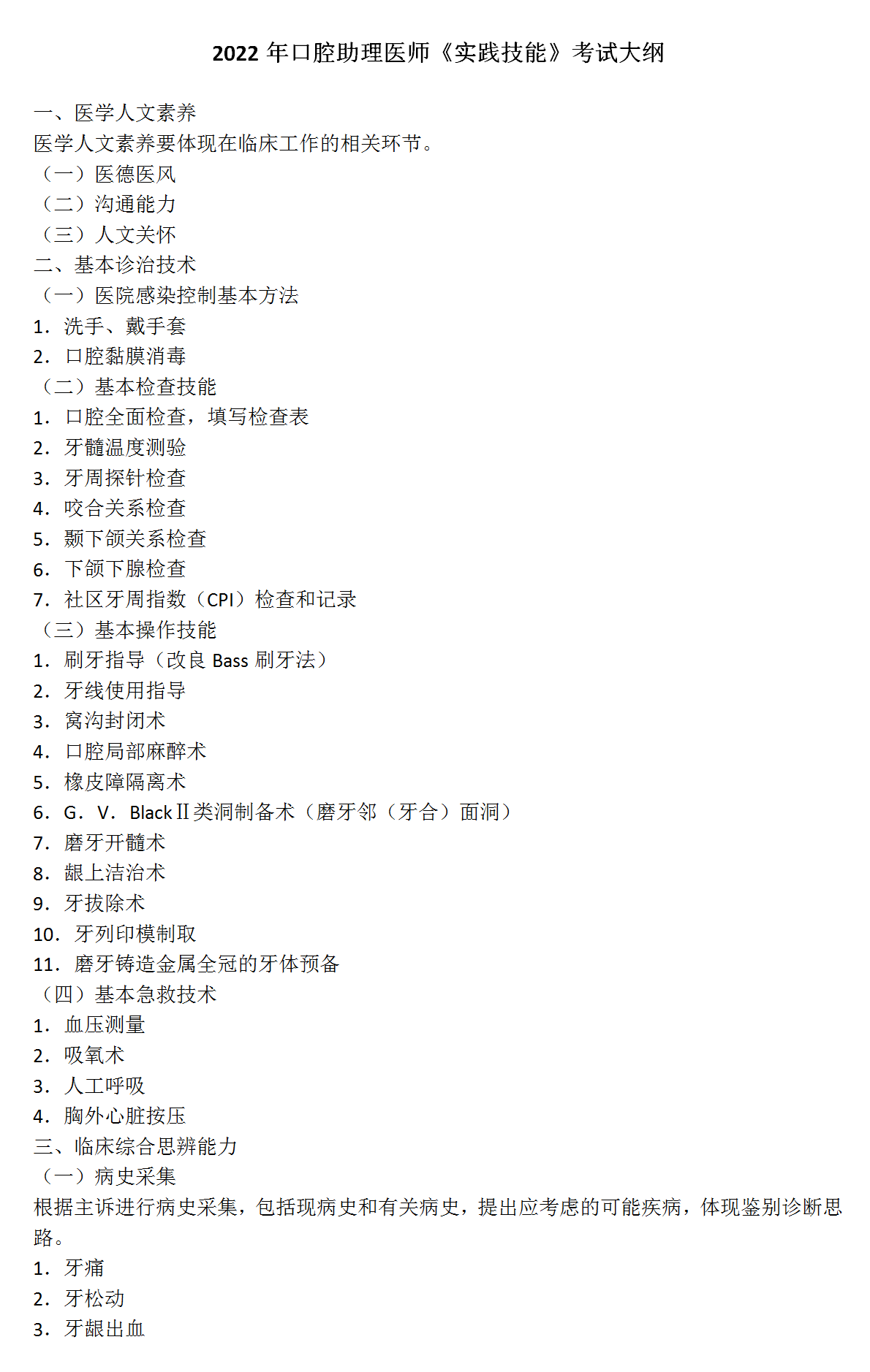 19.2022年口腔助理醫(yī)師《實(shí)踐技能》考試大綱_01