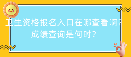 衛(wèi)生資格報(bào)名入口在哪查看?。砍煽?jī)查詢是何時(shí)？