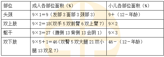 小兒與成人燒傷面積的劃分有什么區(qū)別？